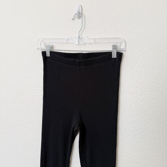 [Aerie] Black Kick It Ribbed Knit High Rise Flare Wide Leg Pants Pull On Small S - Picture 5 of 11